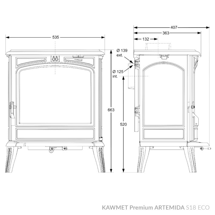 Чавунна піч KAWMET Premium ARTEMIDA S18 ECO