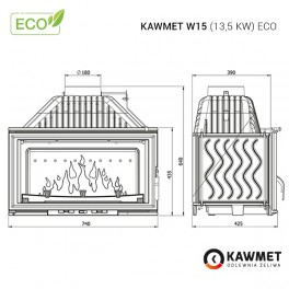 Камінна топка KAWMET W15 (13.5 kW) ECO