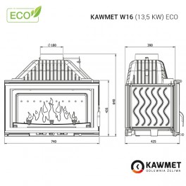 Камінна топка KAWMET W16 (13.5 kW) ECO