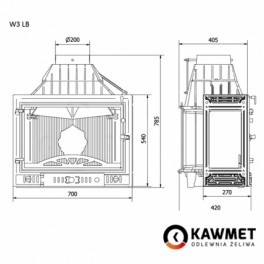 Камінна топка KAWMET W3 ліве бокове скло (16.7 kW)