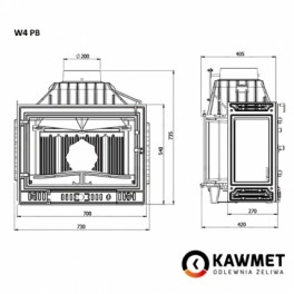 Камінна топка KAWMET W4 праве бокове скло (14.5 kW)