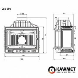 Камінна топка KAWMET W4 трьохстороння (14.5 kW)
