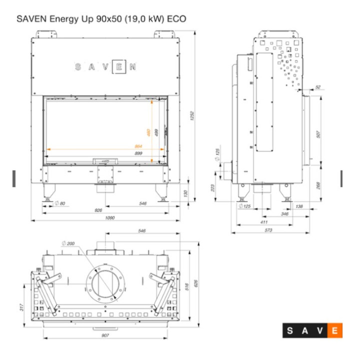 Камінна топка SAVEN Energy Up 90х50 (19,0 kW) ECO
